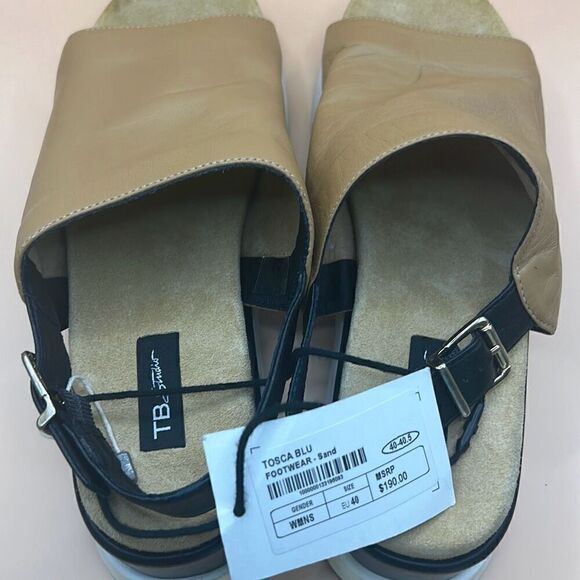 Tosca Blue TB Studio Women's 40 Chunky Sling Back Sandals Sand Beige Colorblock - Picture 6 of 13